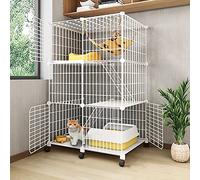 Indoor Cat Cage Large DIY Cat Enclosure Cat Cage Playpen Small Animal Cages Cat Kennels with Universal Wheels - Large Training Area Ideal for 1-3 Cats (Size: 75x39x112cm) wisdom