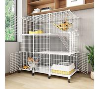 Indoor Cat Cage Large DIY Cat Enclosure Cat Cage Playpen Small Animal Cages Cat Kennels with Universal Wheels - Large Exercise Space Ideal for 1-3 Cats (Size: 111x39x112cm) wisdom