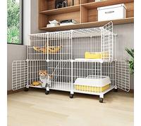 Indoor Cat Cage Large DIY Cat Enclosure Cat Cage Playpen Small Pet Cages Cat Kennels with Universal Wheels - Large Exercise Space Ideal for 1-3 Cats (Size: 111x39x76cm) wisdom
