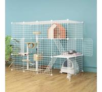 Indoor Cat Cage - Large Pet Kennel with Detachable Design for Easy Cleaning, Ideal for Multiple Cats Play and Exercise