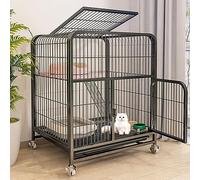 Indoor Cat Cage, Metal Wire Pet Enclosure with Universal Wheels for Easy Mobility, Spacious Villa Design for Comfortable Living