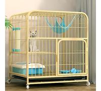 Indoor Cat Cage, Metal Wire Pet Enclosure with Universal Wheels for Easy Mobility, Spacious Villa Design for Comfortable Living