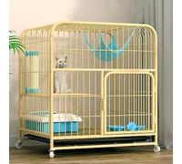 Indoor Cat Cage, Metal Wire Pet Enclosure with Universal Wheels for Easy Mobility, Spacious Villa Design for Comfortable Living