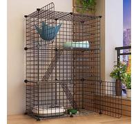 Indoor Cat Cage, Portable Metal Cat Enclosure, Detachable & Foldable Design, Easy Assembly Pet Cage with Litter Box for 1-2 Cats & Small Animals (Color: W)