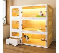 Indoor Cat Cage Villa, Luxury Two-Layer Three-Layer House with Litter Box, Durable Plastic Pet Home for Comfortable Living