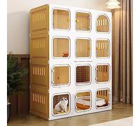 Indoor Cat Cage with Ladder, Litter Box, Scratching Post, and Bed - Multi-Level Small Animal Enclosure for Kittens, Puppies, Guinea Pigs, Rabbits - Spacious Exercise Area for Pets