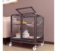Indoor Cat Cage With Litter Box, 2-Tier Collapsible Large Cat Enclosure, Multi-Functional Pet House For Cats, Space-Saving Design, Durable & Easy To Clean,Black-61 * 44 * 66cm