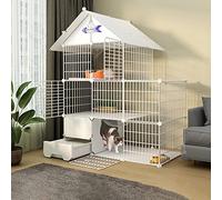 Indoor Cat Cage With Litter Box,Cat Cage Extra Large,Guinea Pig Cage With Top,Pet Cages For Small Animals,Ideal For 1-4 Cats,B-111 * 49 * 145cm-b