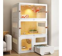 Indoor Cat Cage with Litter Box, Cat Fence 3 Layers Removable Transparent Upgrade Sliding Door Pet Cage, Easy To Assemble Cattery (White 70 * 45 * 105cm)