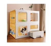 Indoor Cat Cage with Litter Box, Door Lock, and Easy Installation - Thickened Plastic and Resin Villa Enclosure