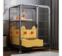 Indoor Cat Cage with Litter Box, Heavy Duty Metal Cat Enclosure, 4-Wheel Locking Playpen for Cats, Easy Assembly & Cleaning, Portable Pet House for Indoor/Outdoor Use, Black (78 * 55 * 100CM)