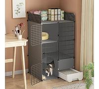 Indoor Cat Cage with Litter Box, Large Detachable Metal Small Animal Cage DIY 2/3 Tier Cat Cages, Anti-jumping Kitten Crate Indoor Use Pet Cages for Cats, Bunny, Chinchilla (Size :