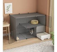 Indoor Cat Cage with Litter Box, Large Detachable Metal Small Animal Cage DIY 2/3 Tier Cat Cages, Anti-jumping Kitten Crate Indoor Use Pet Cages for Cats, Bunny, Chinchilla (111x49x73cm)