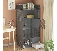 Indoor Cat Cage with Litter Box, Large Detachable Metal Small Animal Cage DIY 2/3 Tier Cat Cages, Anti-jumping Kitten Crate Indoor Use Pet Cages for Cats, Bunny, Chinchilla