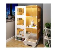 Indoor Cat Cage with Litter Box, Large Pet House Featuring Transparent Windows and Knob Locks for Secure Luxury Enclosure, Includes Open Storage