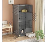 Indoor Cat Cage with Litter Box, Multi-Level Pet Crate for Exercise and Management, Perfect for 1-3 Cats