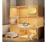 Indoor Cat Cage With Litter Box - Multi-Level Transparent Kitten Playpen, Easy To Clean Cat Kennels, Spacious Event Space For Cats And Kittens,111x39x109cm