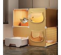 Indoor Cat Cage With Litter Box - Multi-Level Transparent Kitten Playpen, Easy To Clean Cat Kennels, Spacious Event Space For Cats And Kittens,75x39x73cm