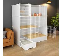 Indoor Cat Cage With Pull-out Cat Litter Box, 2/3-Tier DIY Pet Playpen Detachable Dense Metal Wire Cat Villa Enclosure With Storage Cube Small Animal Fence House ( Color : Black-B , Size : 111*49*127c