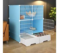 Indoor Cat Cage With Pull-out Cat Litter Box, 2/3-Tier DIY Pet Playpen Detachable Dense Metal Wire Cat Villa Enclosure With Storage Cube Small Animal Fence House ( Color : Black-B , Size : 111*49*127c