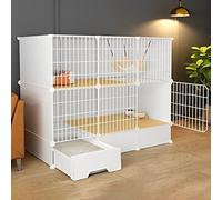 Indoor Cat Cage With Pull-out Cat Litter Box, 2/3-Tier DIY Pet Playpen Detachable Dense Metal Wire Cat Villa Enclosure With Storage Cube Small Animal Fence House ( Color : Black-B , Size : 111*49*127c