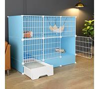 Indoor Cat Cage With Pull-out Cat Litter Box, 2/3-Tier DIY Pet Playpen Detachable Dense Metal Wire Cat Villa Enclosure With Storage Cube Small Animal Fence House ( Color : Black-B , Size : 111*49*127c