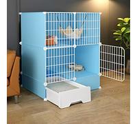 Indoor Cat Cage With Pull-out Cat Litter Box, 2/3-Tier DIY Pet Playpen Detachable Dense Metal Wire Cat Villa Enclosure With Storage Cube Small Animal Fence House ( Color : Black-B , Size : 111*49*127c