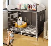 Indoor Cat Cage with Pull-out Trays, DIY Enclosure, Encrypted Foot Pads for Safety, Lockable Doors for Secure Pet Housing