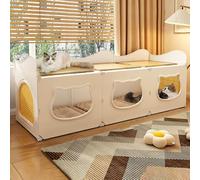 Indoor Cat Cage with Top Storage, Semi-Closed Enclosure & Lounge Bed, Ideal Playpen for Kittens and Cats, Easy DIY Installation