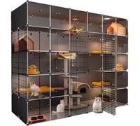 Indoor Cat Cage with Transparent Design, Double-layer Weighted Platform for Easy Assembly, Perfect for Safe and Comfortable Pet Housing