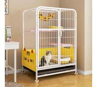 Indoor Cat Cage with Tray, Cat Playpen Metal Kennel, Large Cat Cage Enclosures Indoor, Pet Cages for Cats with Wheels for Ferret Chinchilla Rabbit Squirrels(White,78x110cm/30.7x43.3in)