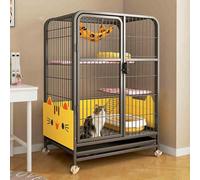 Indoor Cat Cage with Tray, Cat Playpen Metal Kennel, Large Cat Cage Enclosures Indoor, Pet Cages for Cats with Wheels for Ferret Chinchilla Rabbit Squirrels(Black,78x110cm/30.7x43.3in)