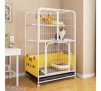 Indoor Cat Cage with Tray, Cat Playpen Metal Kennel, Large Cat Cage Enclosures Indoor, Pet Cages for Cats with Wheels for Ferret Chinchilla Rabbit Squirrels(White,71x127cm/27.9x50in)