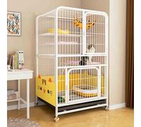 Indoor Cat Cage with Tray, Cat Playpen Metal Kennel, Large Cat Cage Enclosures Indoor, Pet Cages for Cats with Wheels for Ferret Chinchilla Rabbit Squirrels(White,78x137cm/30.7x53.9in)