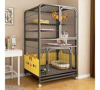 Indoor Cat Cage with Tray, Cat Playpen Metal Kennel, Large Cat Cage Enclosures Indoor, Pet Cages for Cats with Wheels for Ferret Chinchilla Rabbit Squirrels(Black,78x137cm/30.7x53.9in)