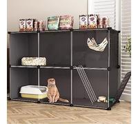 Indoor Cat Cage with Tray & Ladder - Cat Enclosure for Indoor Cats, Ferrets, Bunnies, Chinchillas, & Squirrels - Spacious & Easy to Clean (Size: 75x49x73cm)