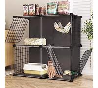 Indoor Cat Cage with Tray & Ladder - Spacious Cat Enclosure for Cats, Ferrets, Bunnies & Chinchillas - Easy Cleaning - 75x49x73cm Kitty Kennel