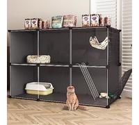 Indoor Cat Cage with Tray & Ladder - Spacious Cat Enclosure for Cats, Ferrets, Bunnies, Chinchillas & Squirrels - Easy Cleaning, Durable Design - 75x49x73cm