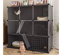Indoor Cat Cage with Tray & Ladder - Spacious Cat Kennel for Indoor Cats, Small Pets like Ferrets, Bunnies & Chinchillas - 75x49x73cm Enclosure for Easy Cleaning & Comfort