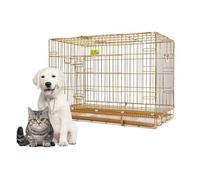 Indoor Cat Cage with Tray Portable Metal Pet Crate Puppy Playpen Removable, Metal Wire Kennels Ideal for Kittens, Puppies, Rabbits, Chinchillas(Gold,X-Large)