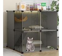 Indoor Cat Cages Assembled Enclosures Cat Playpen DIY Small Animal House Cat Villa With Cat Hammock,Cat Crates Exercise Place For Indoor Cats