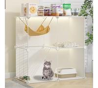 Indoor Cat Cages Assembled Enclosures Cat Playpen DIY Small Animal House Cat Villa With Cat Hammock,Cat Crates Exercise Place For Indoor Cats