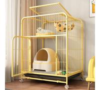 Indoor Cat Cages, Detachable Cat Playpen with Lockable Wheels and Removable Tray, Ideal for 1-5 Cats
