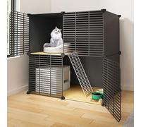 Indoor Cat Cages, Diy Metal Playpen For Cats & Small Animals, Enclosed Cat Enclosures, 111X49X111Cm, Durable Wire Grid Design, Safe & Spacious Pet Play Area,75x49x73cm
