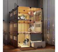 Indoor Cat Cages Enclosures, Small Animal Cage Pet Cage, Outdoor Cat Enclosures Collapsible Pet Cage, Indoor Cat Cage with Litter Box, Easy to Assemble Cattery,Grey-75 * 95 * 109cm