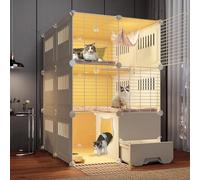 Indoor Cat Cages Enclosures, Small Animal Cage Pet Cage, Outdoor Cat Enclosures Collapsible Pet Cage, Indoor Cat Cage with Litter Box, Easy to Assemble Cattery,White-75 * 95 * 109cm