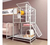 Indoor Cat Cages, Playpen with Top Cover, Enclosure on Wheels, Cat Crate with Pull-out Tray for Small Animals