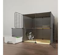 Indoor Cat Cages With Cat Litter Box,Large 2/3 Tier Detachable Metal Diy Cat Playpen For Small Animal,Exercise Place Ideal For 1-3 Cat,Black-111x49x75cm-A