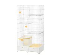 Indoor Cat Cages with Litter Box, Easy to Clean and Assemble, Small Space Cat House with Locking Door, Portable Outdoor Cat Enclosure (82 x 56 x 112 cm)