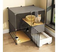 Indoor Cat Castle with Litter Box & 2/3 Tier Playpen for Cats and Small AnimalsEasy to Clean Ideal Exercise Space for 13 Cats Size: 75x49x73cm